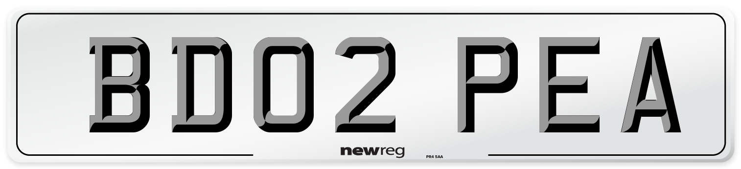 BD02 PEA Number Plate from New Reg